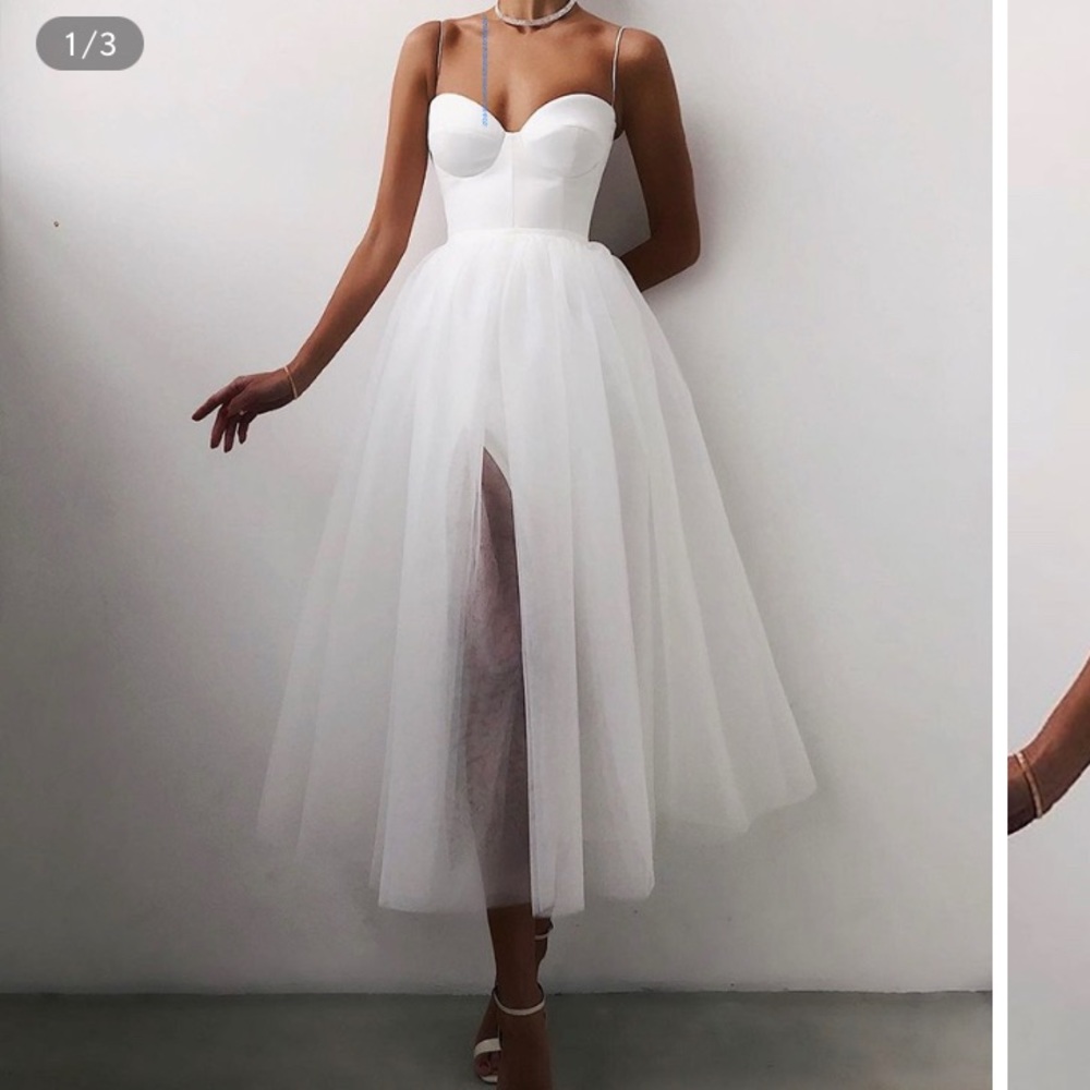 Spaghetti Strap Plain Sheer Mesh Evening Dress